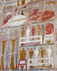 Provisions and Pottery Offered to Gods by Queen Hatshepsut, Chapel of Anubis, Mortuary Temple of Queen Hatshepsut, Deir el-Bahri, Thebes