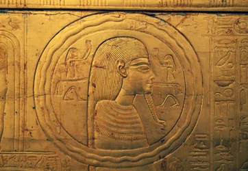 Relief on Left Outer Panel of Second Funeral Chapel, Treasury of Tutankhamun, Egypt, Egyptian Civilization, New Kingdom, Dynasty XVIII