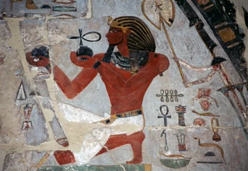 Relief with Thutmose Offering Wine, Mortuary Temple of Hatshepsut, Deir el-Bahri, Theban Necropolis (UNESCO World Heritage List)
