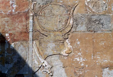 Relief with Hathor as sacred cow, Mortuary Temple of Hatshepsut, Deir el-Bahari, Theban Necropolis