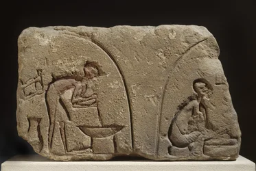 Sandstone Relief of Preparation of a Meal