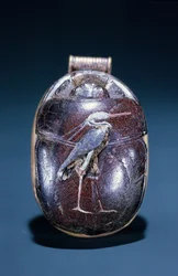 Scarab with Heron, from Tomb of Tutankhamun