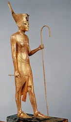Statuette of the king wearing the red crown of the north, from the tomb of Tutankhamun
