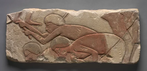 Talatat: Men Hoeing the Earth, c.1353-1347 BC