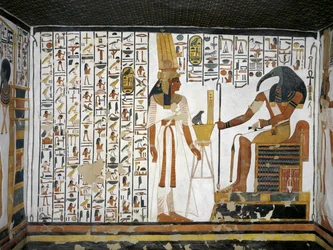 Tomb of Nefertari, Annex to Antechamber, Mural Paintings, Queen Before Divine Scribe Thoth