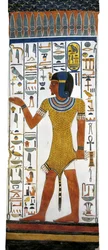 Mural Painting on Pillar in Burial Chamber, Tomb of Nefertari, Valley of the Queens, Luxor, Thebes, Egypt