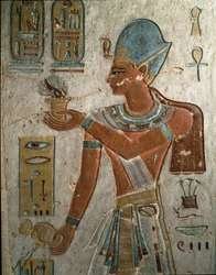 Pharaoh Ramses I Represents Burning Incense and Pouring Water at a Ceremony, Valley of the Kings, Egypt