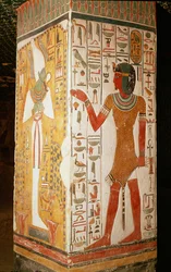 Pillar Depicting Osiris and a Priest Wearing a Panther Skin, from the Tomb of Nefertari, New Kingdom