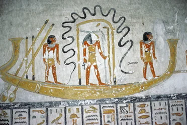 Re in the Night Boat, from the Tomb of Ramesses VI, New Kingdom (c.1145-1137 BC)