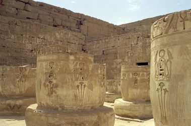 Remains of columns in the Hypostyle Hall of the Mortuary Temple of Ramesses III