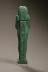 Rear View of an Ushabti Figure for Hekaemsaf, Admiral of the Fleet, Reign of Amasis, 570-526 BC