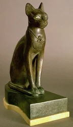 Statuette of a Cat Representing the Goddess Bastet, Bearing the Cartouche of Psamtek I, Saite Period, c.664-610 BC