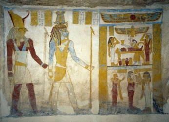 Wall paintings from Tomb of Pa Nentwy, Bahariya Oasis, Giza, Egypt. Egyptian Civilisation, 26th Dynasty, 663-525 BC