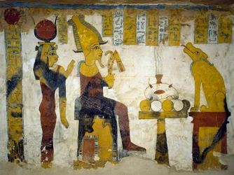 Wall paintings from burial chamber of Tomb of Pa Nentwy, Bahariya Oasis, Giza, Egypt. Egyptian Civilisation, 26th Dynasty, 663-525 BC