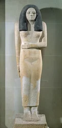 Statue of Nesa, Old Kingdom (Painted Limestone)