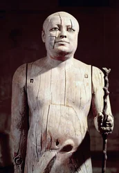 Statue of Ka-Aper, known as Sheikh el-Beled, from his mastaba tomb in North Saqqara, Old Kingdom