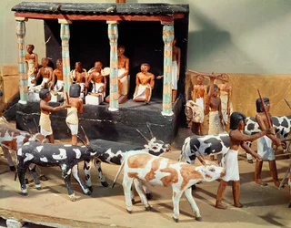 Funerary model of a census of livestock, from the Tomb of Meketre, Thebes, Middle Kingdom, c. 2000 BC (detail)