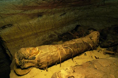 Mummy, Valley of Golden Mummies, Bahariya Oasis, Giza, Egypt. Egyptian Civilisation