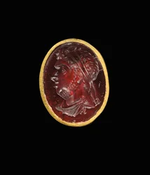 Hellenistic intaglio ring with royal portrait of a Ptolemaic ruler, probably Ptolemy IX, Soter II, late 2nd - early 1st century BC