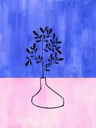 Blue Pink Botanical Vase