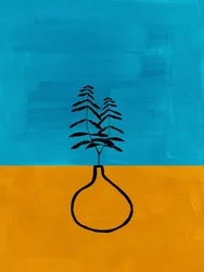 Serene Blue Yellow Plant