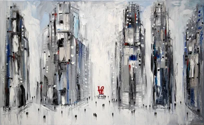 Modern Cityscape Red Accent