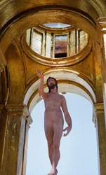 Christ Risen and His Tent, Polychrome Wood and Golden Wood (c. 1595-1598) by Dominicos Theotokopoulos dit Le Greco (Domenico Theotocopuli El Greco 1541-1614), Fundacion Casa Ducal de Medinaceli, Toledo