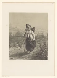 Girl with Basket on Her Back