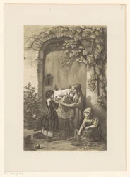 Four Girls in Front of a Door