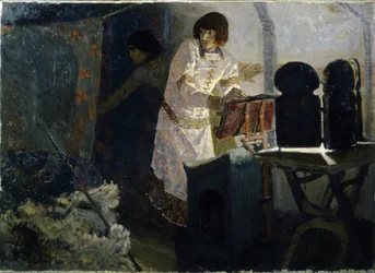 Prince Boris before his Assassination. Boris is depicted with his servant, praying in his tent, before the henchmen of his half-brother Sviatopolk the Accursed (980-1019) come to stab him, between 1015-1019.
