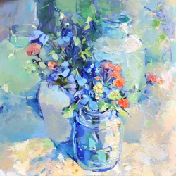 Colorful Vases with Flowers