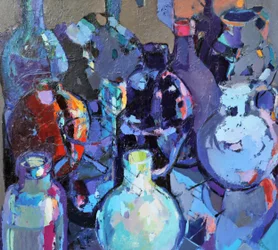 Vibrant Still Life Bottles