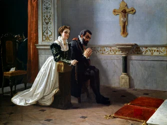 Bianca Cappello and Francois I de Medici (1541-1587) Pray Before a Crucifix