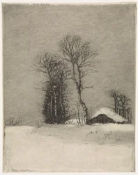 Winter Landscape with Farmhouse and Trees