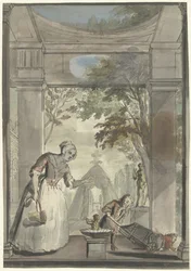 Maid with Boy Tumbling Child from Wheelbarrow