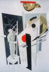 Tatlin at Work. Illustration for the book Six Tales with Easy Endings, by Ilya Ehrenburg