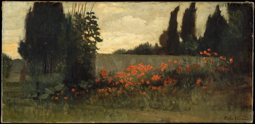 Cypress and Poppies