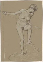 Girl Spearing Dolphin