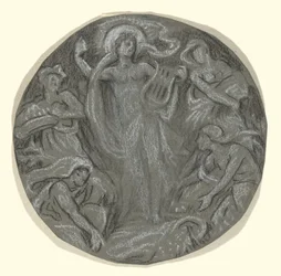 Study for Center Circle of Huntington Ceiling: Apollo and Attendants
