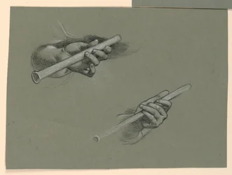 Studies of Two Hands Holding Flutes