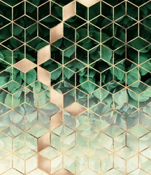 Green Gold Geometric Leaves