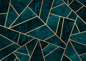 Teal Gold Geometric Mosaic