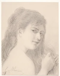 Bust of a Woman Braiding Her Hair
