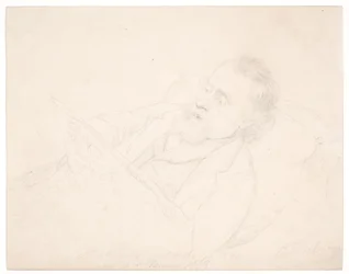 Portrait Study of J. A. Jerichau Lying on a Sofa and Reading a Newspaper