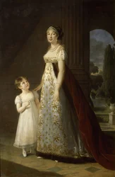 Portrait of Caroline Bonaparte 1782-1839, Queen of Naples and Sicily, with her daughter, Letizia, 1807
