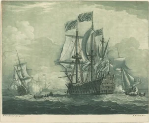 Shipping Scene with Man-of-War, 1720s