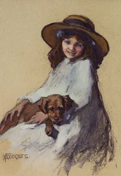 Young Girl with her Puppy