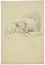 Child Asleep; Fishermen on Dock