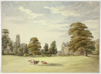 Cows Before Manor House and Church