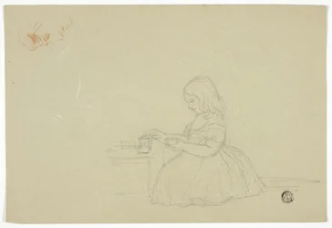 Young Girl Pouring Tea and Profile Sketch (recto), and Sketch of Italian City Street (verso)